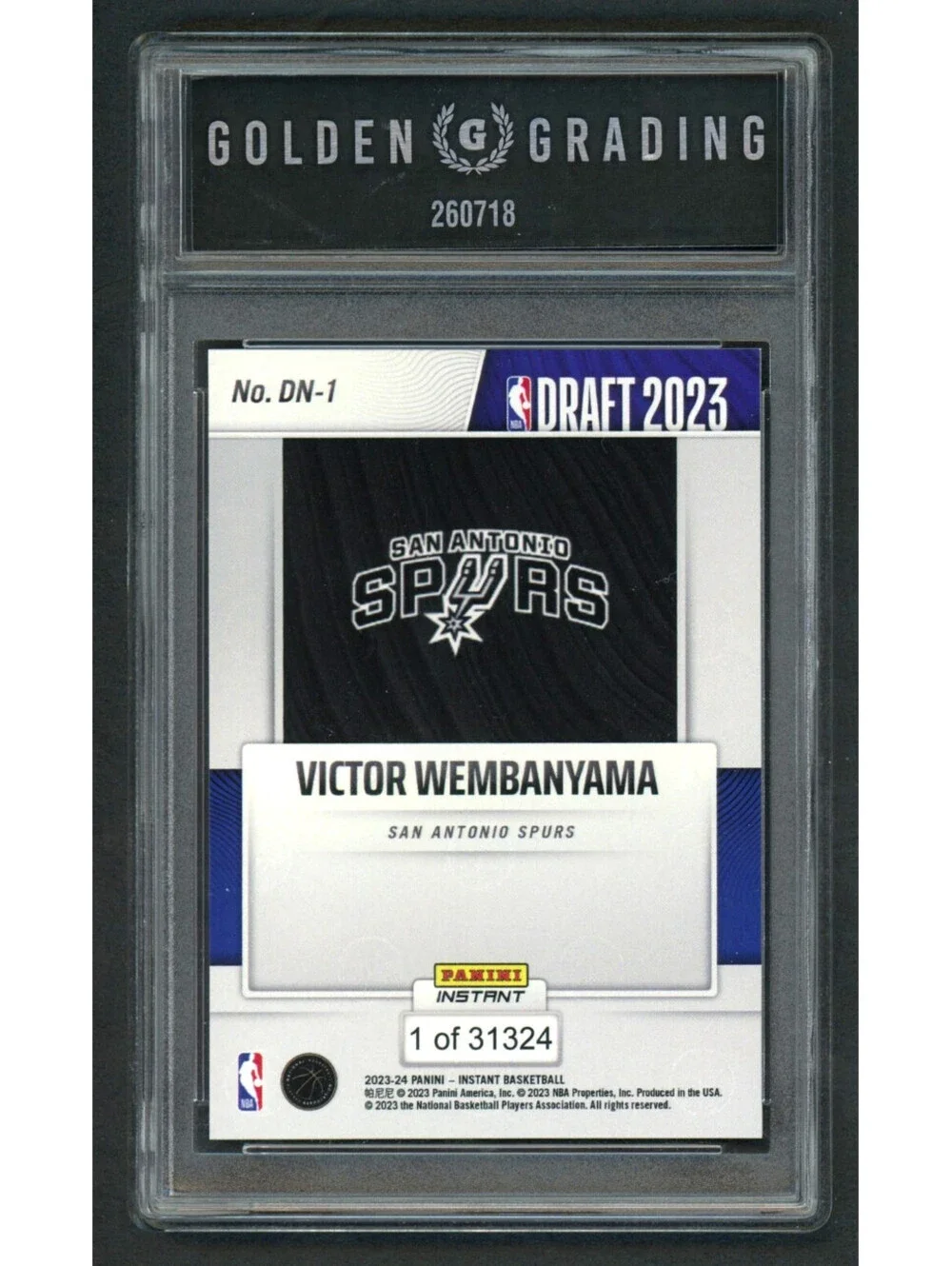 2023-24 Panini Instant DN-1 Victor Wembanyama Spurs Rookie  (RC) Graded Mint 9